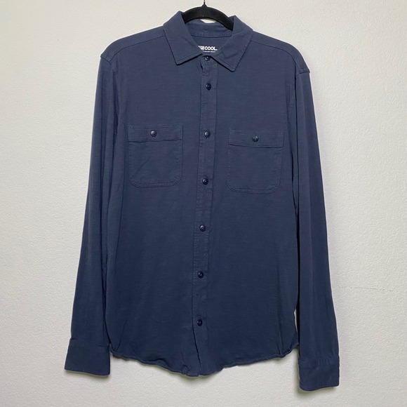 32 Degrees Cool Other - 32 Degrees Cool Mens Small Navy Blue 100% Cotton Long Sleeve Button Down Shirt